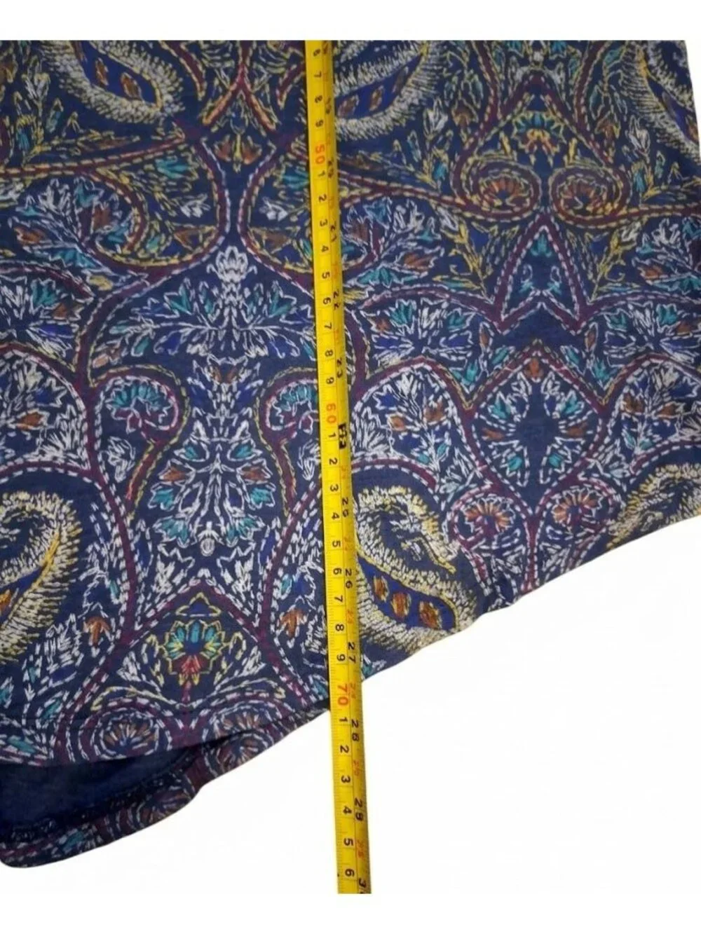 Lucky Brand Paisley Split-Back Top 2X Blue Multicolor Cotton Modal